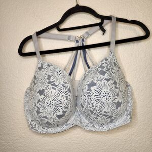 Aerie Real Sunnie Bra Blue Lace Underwired Women's Demi blue lace bra size 42DD